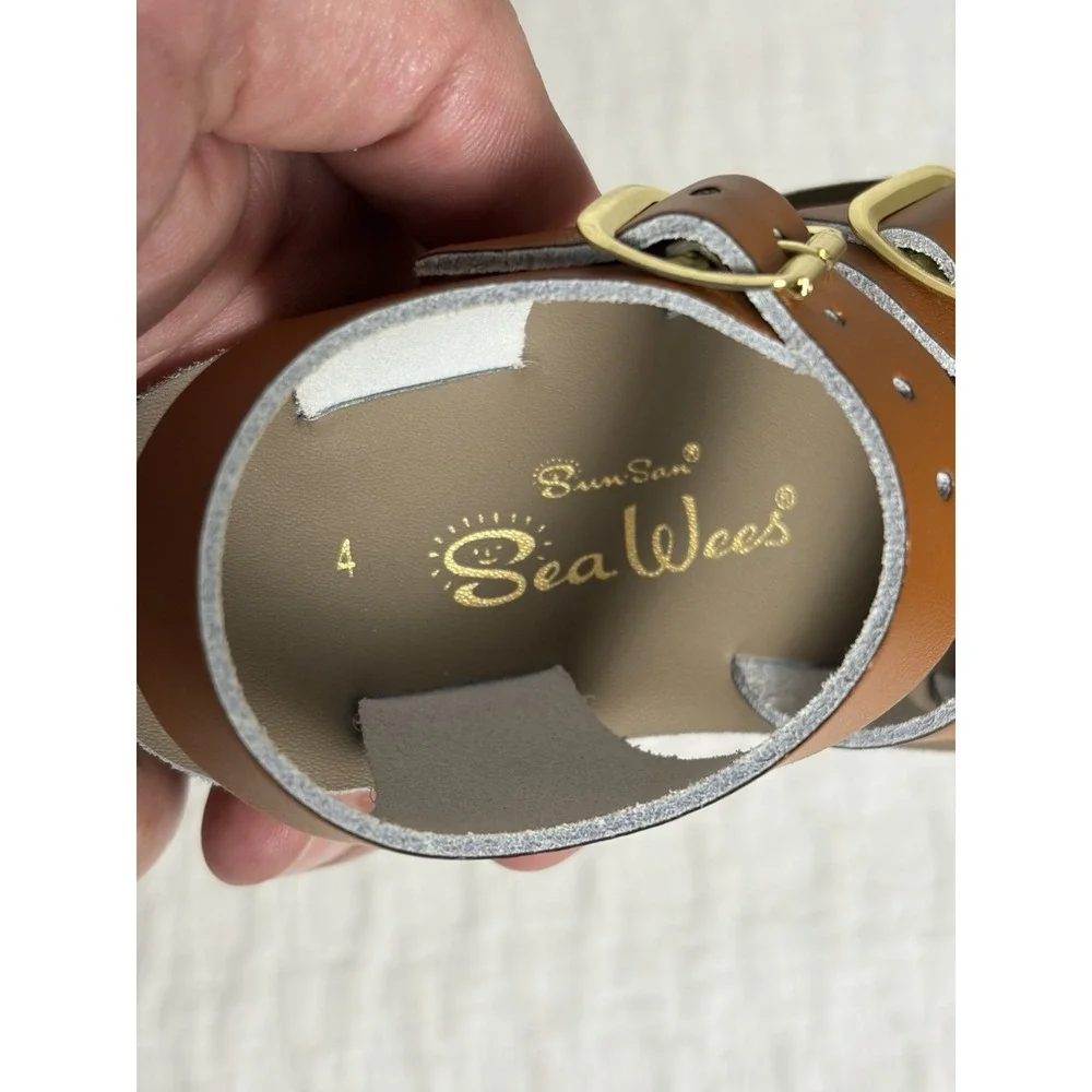 Sun San Sea Wees Redish Brown Leather Sandals Size 4 Baby